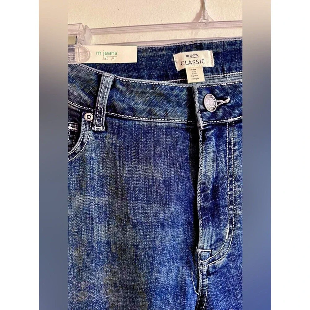 Maurice’s Short High Rise Curvy Women’s Jeans Straight NWT Dark Blue Size 16